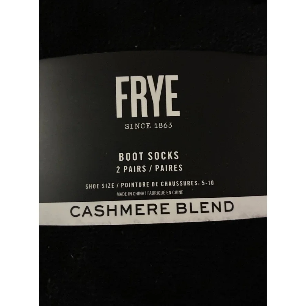 Frye Cashmere Blend Boot Socks Women's 5-10 Black Crew 2 Pairs NEW‎